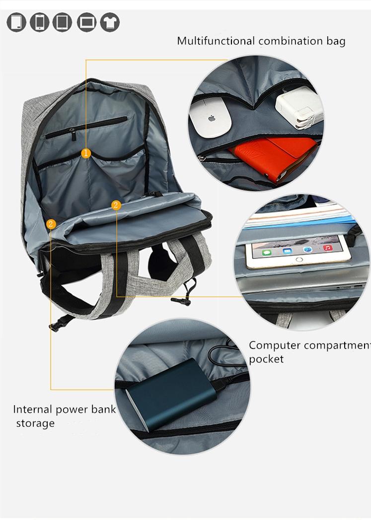 Smart Ryggsäck med USB-port och stöldskydd - Grå